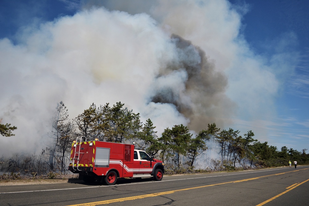 106th Rescue Wing firefighters respond to brush fire