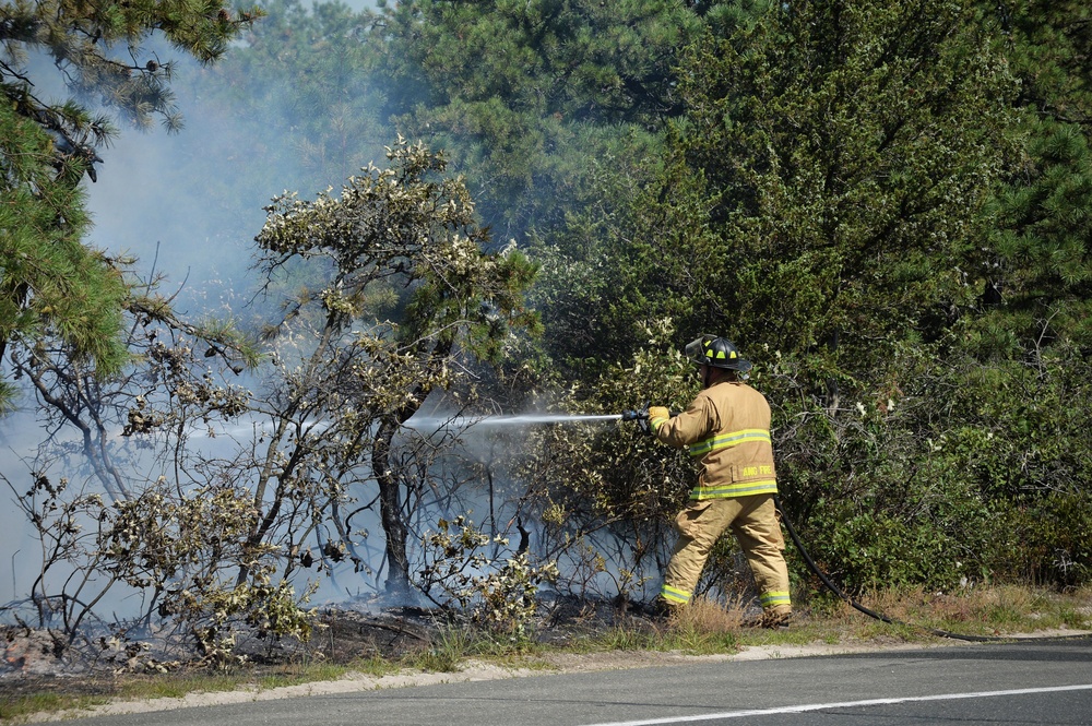 106th Rescue Wing firefighters respond to brush fire