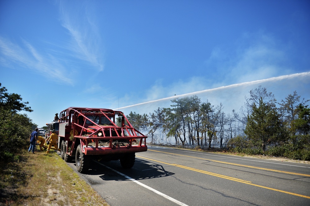 106th Rescue Wing firefighters respond to brush fire
