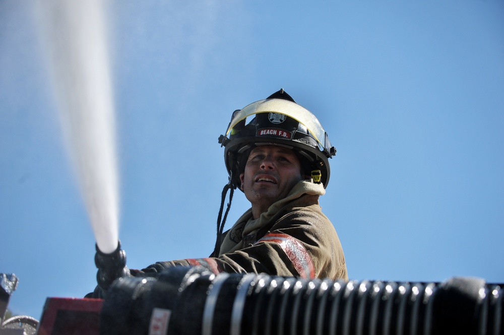 106th Rescue Wing firefighters respond to brush fire