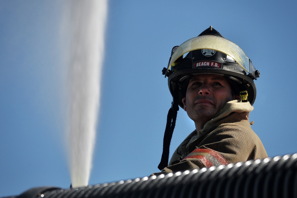 106th Rescue Wing firefighters respond to brush fire