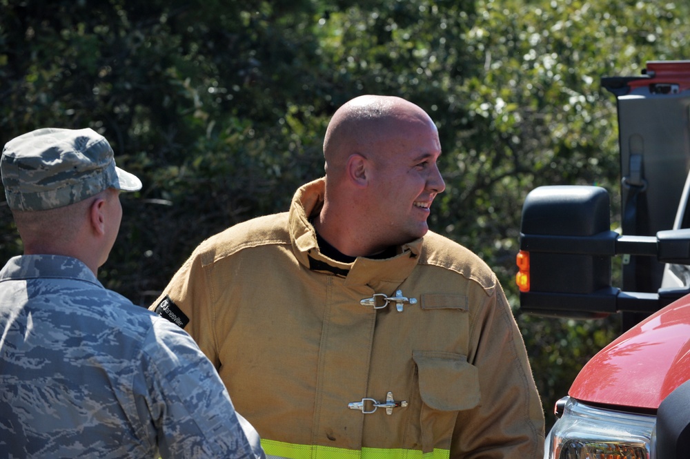 106th Rescue Wing firefighters respond to brush fire