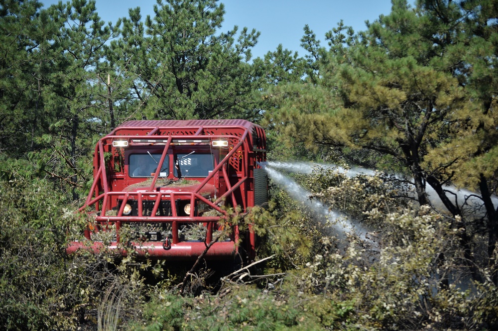 106th Rescue Wing firefighters respond to brush fire