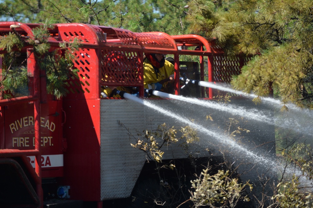 106th Rescue Wing firefighters respond to brush fire