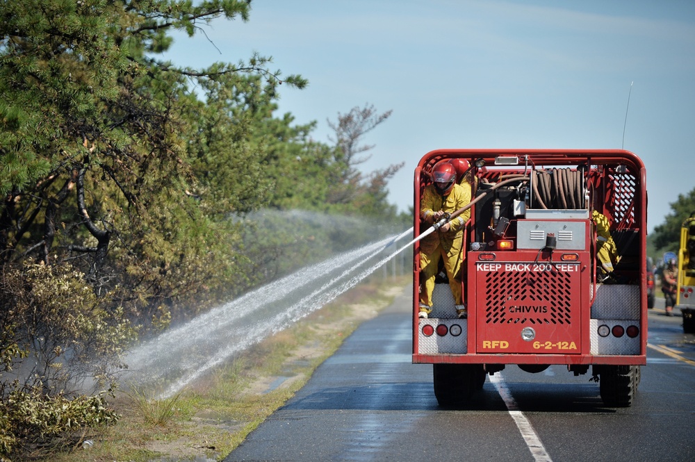 106th Rescue Wing firefighters respond to brush fire