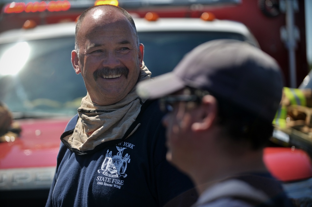 106th Rescue Wing firefighters respond to brush fire