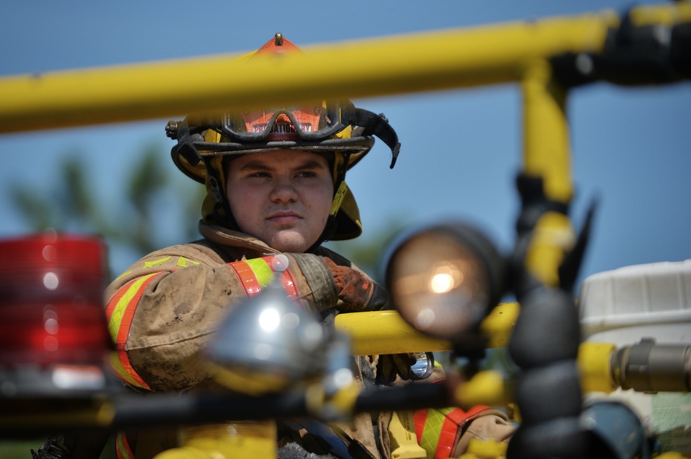 106th Rescue Wing firefighters respond to brush fire