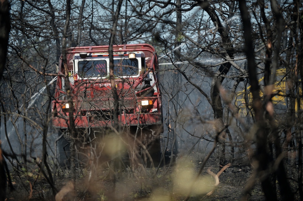 106th Rescue Wing firefighters respond to brush fire