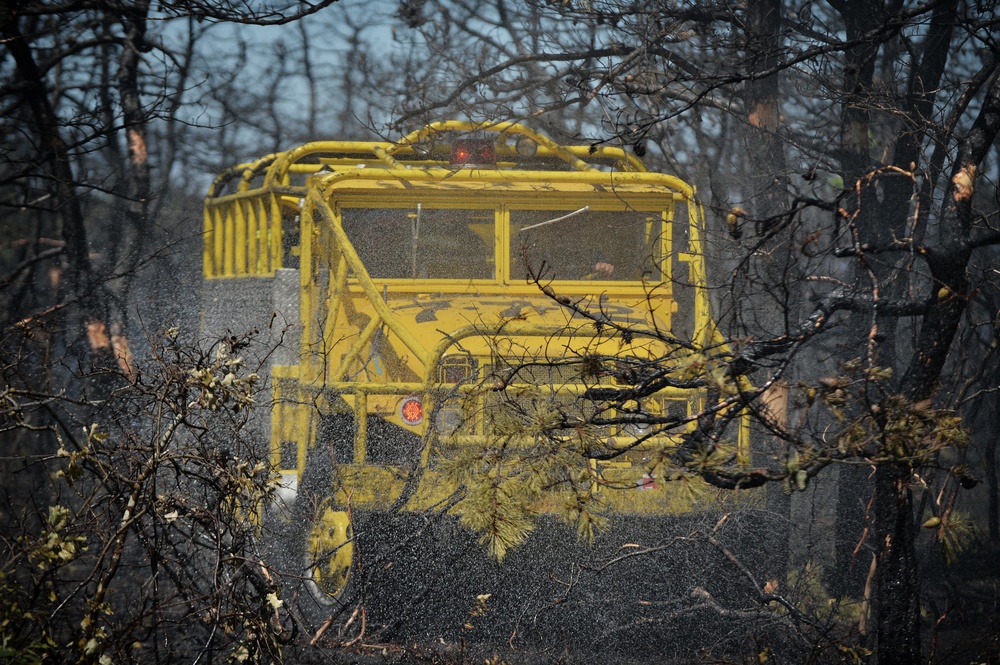 106th Rescue Wing firefighters respond to brush fire
