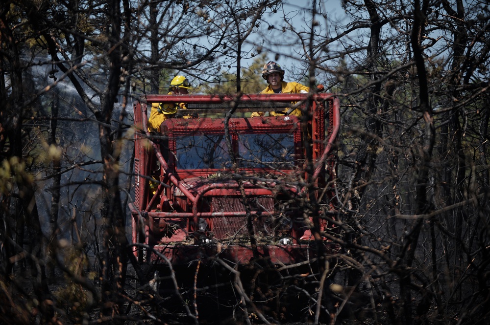 106th Rescue Wing firefighters respond to brush fire