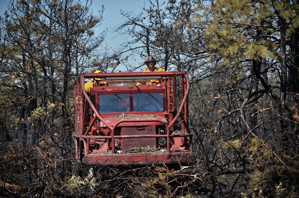 106th Rescue Wing firefighters respond to brush fire