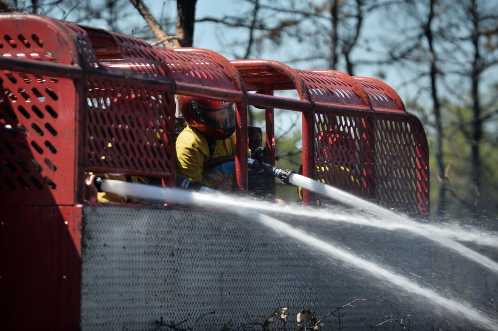 106th Rescue Wing firefighters respond to brush fire