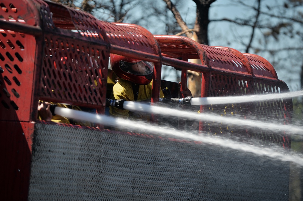 106th Rescue Wing firefighters respond to brush fire