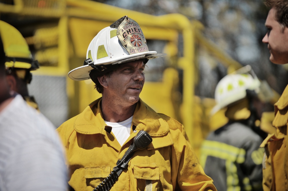 106th Rescue Wing firefighters respond to brush fire