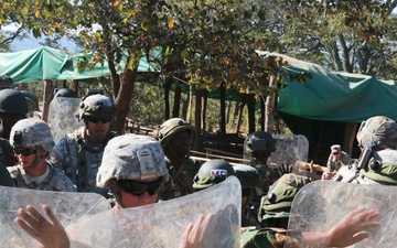 US and Zambian forces conduct riot control training