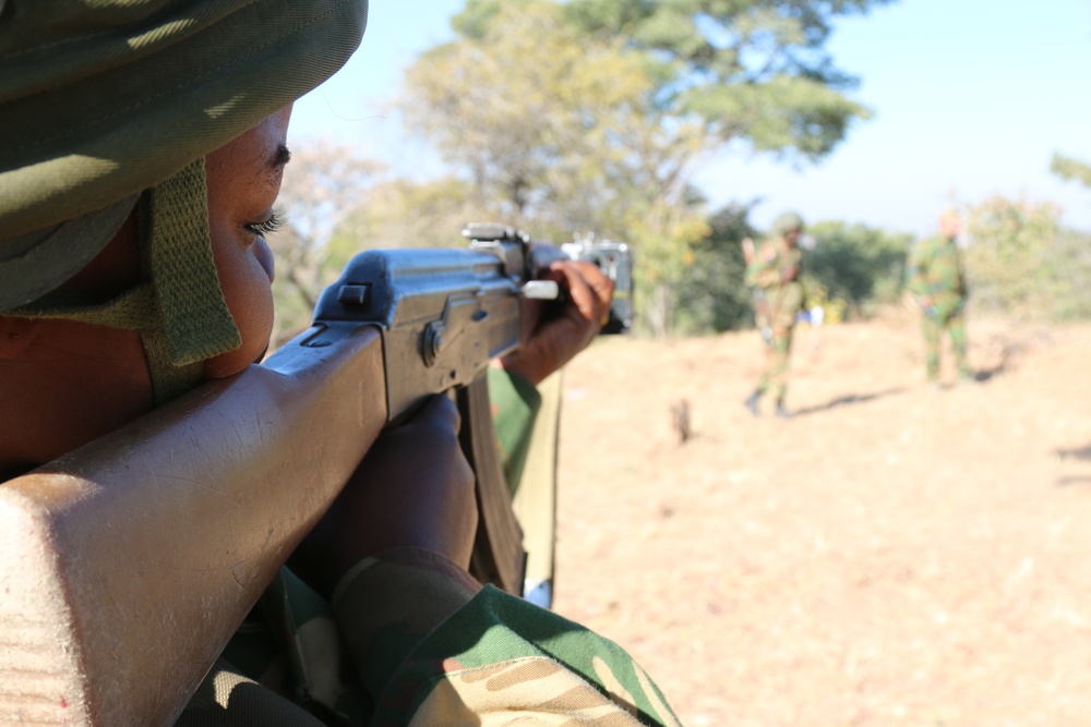 A Zambian Soldier scans his sector of fire