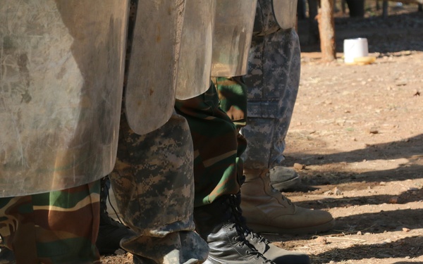 US and Zambian forces conduct riot control training