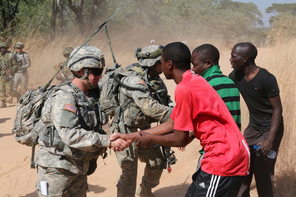 US and Zambian forces encounter civilians while out on patrol