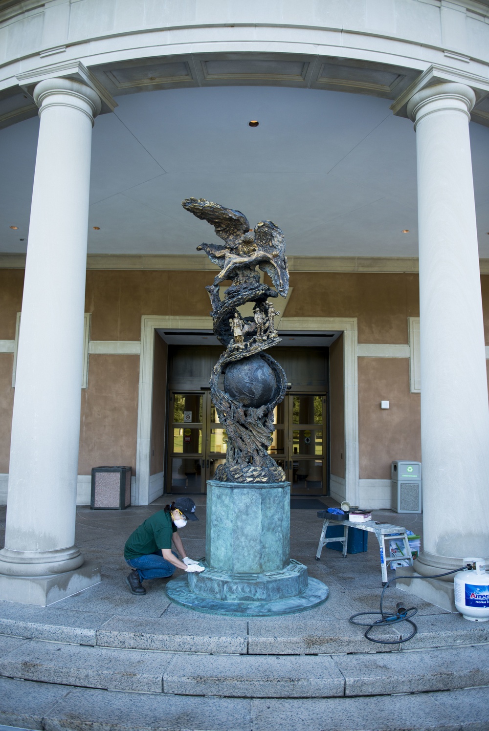 Greg Wyatt’s 'Price of Freedom' sculpture undergoes annual maintenance at Arlington National Cemetery