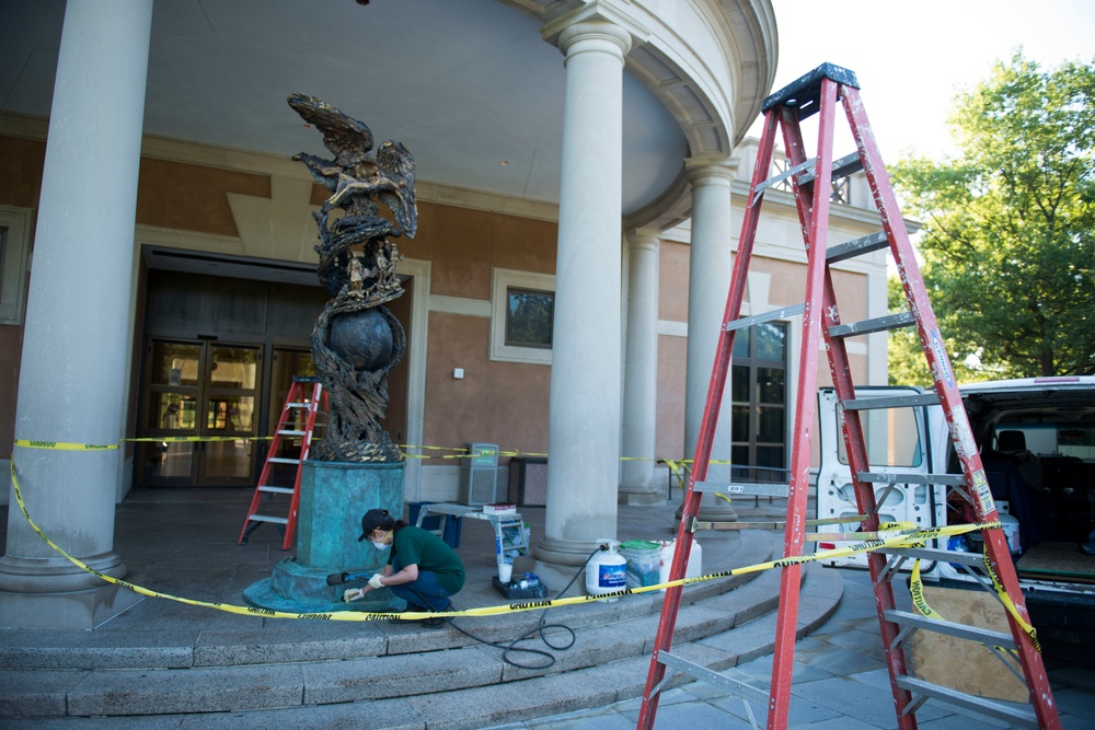 Greg Wyatt’s 'Price of Freedom' sculpture undergoes annual maintenance at Arlington National Cemetery