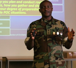 Lt. Col. Ibriham Bindul, of the Unite Nations, gives a class on information gathering and analysis