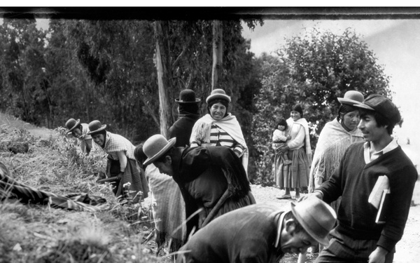 Men and women farming