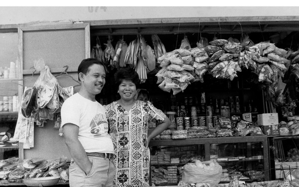 Vendors outside their store in Bacolor, Philippines