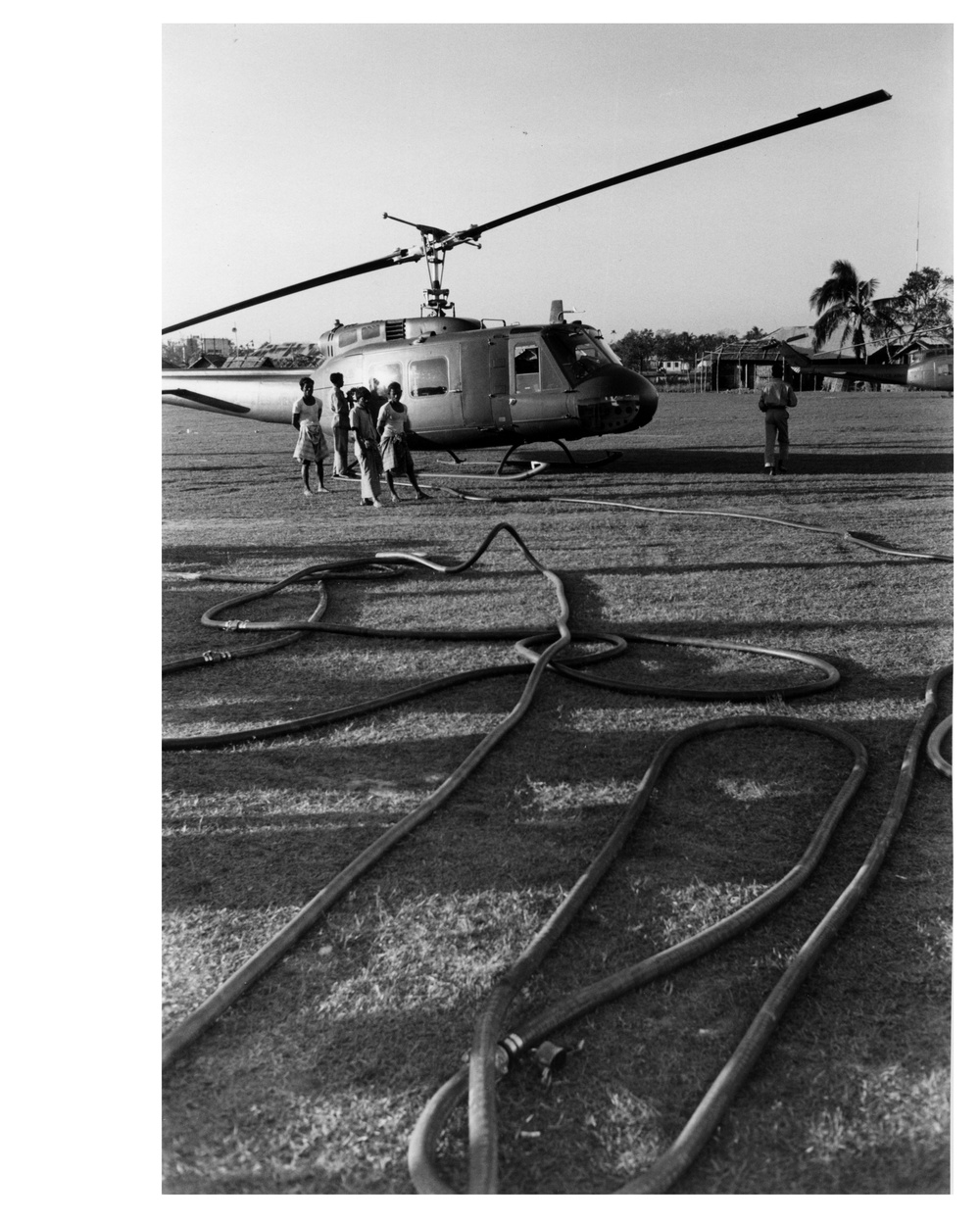 US helicopter is refueled at the Maijdi Court heliport, East Pakistan