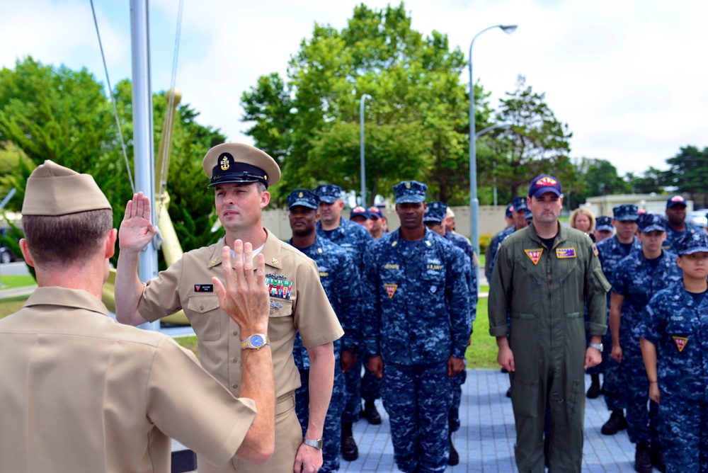 Senior Chief Delcore re-enlists at Naval Air Facility Misawa