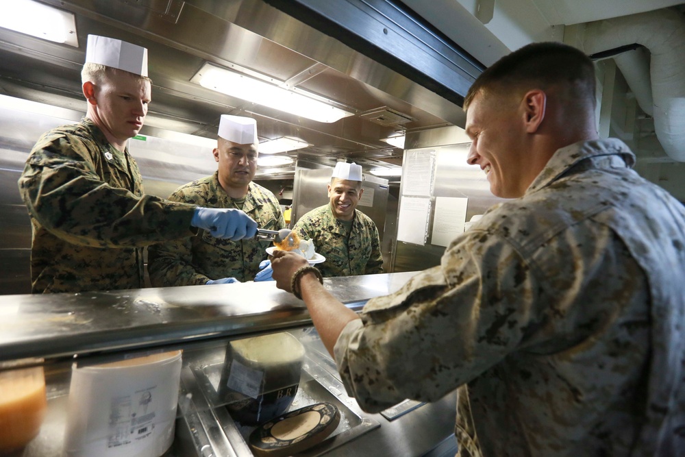 U.S. Marines and Sailors enjoy an ice cream social