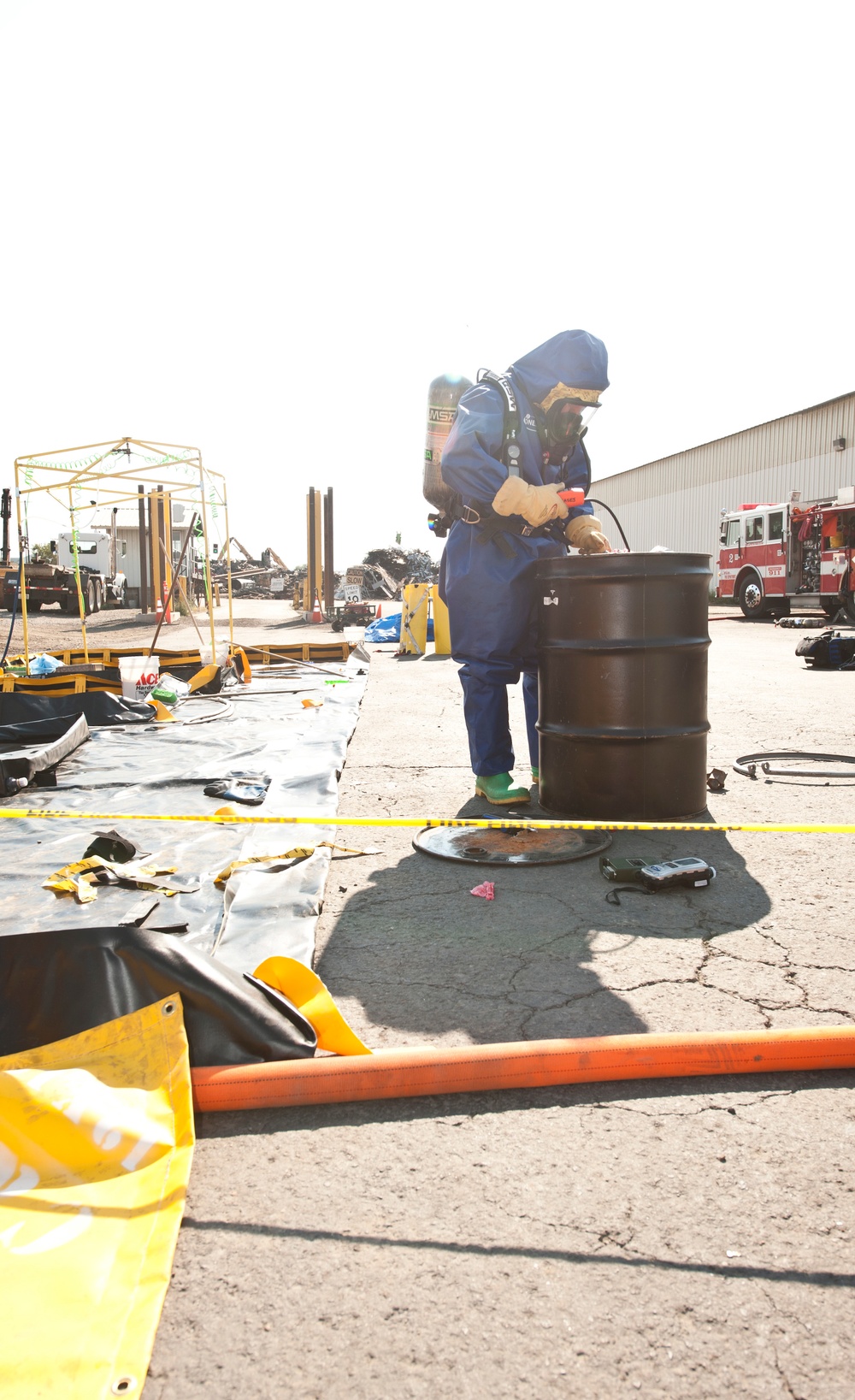 Air Force HAZMAT team assists local responders with chemical leak