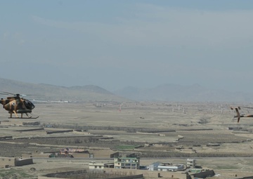MD-530 'Jengi' helicopter flies over Afghanistan
