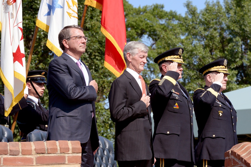 Secretary of defense renders honors during the COR for the CSA