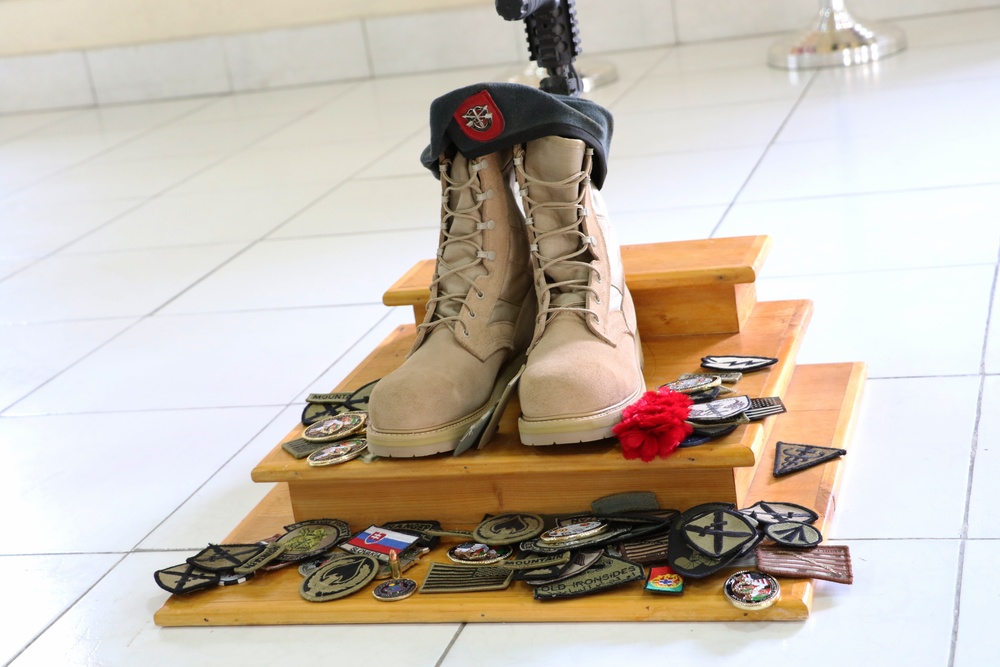 Memorial for 1st Sgt. Peter Andrew McKenna at Camp Integrity in Kabul, Afghanistan