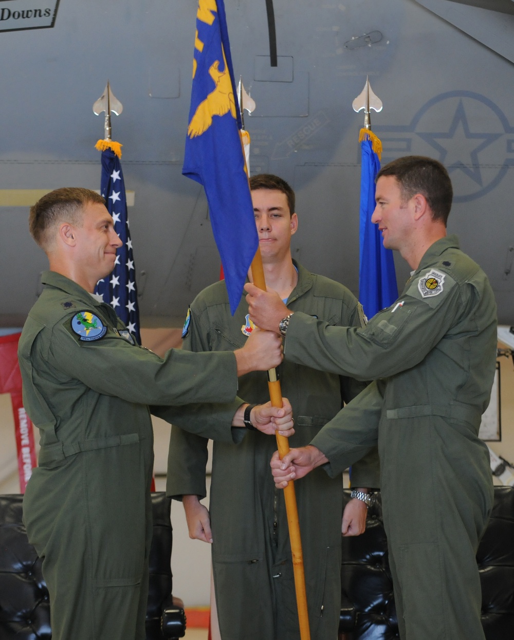 Lt. Col. George Downs assumes command of the 159th Fighter Squadron