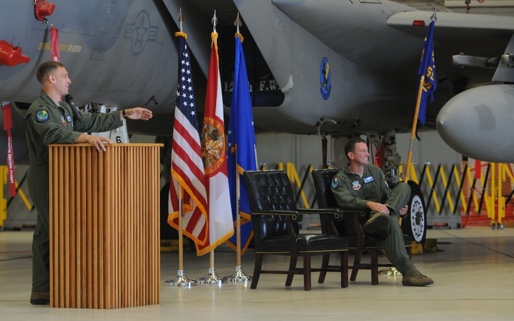 Lt. Col. George Downs assumes command of the 159th Fighter Squadron