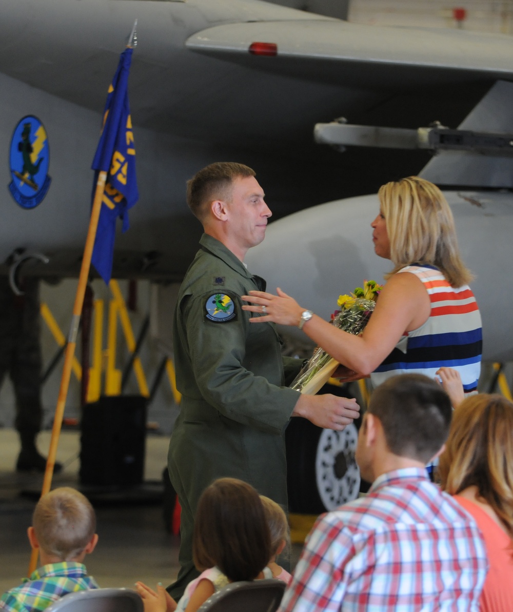 Lt. Col. George Downs assumes command of the 159th Fighter Squadron