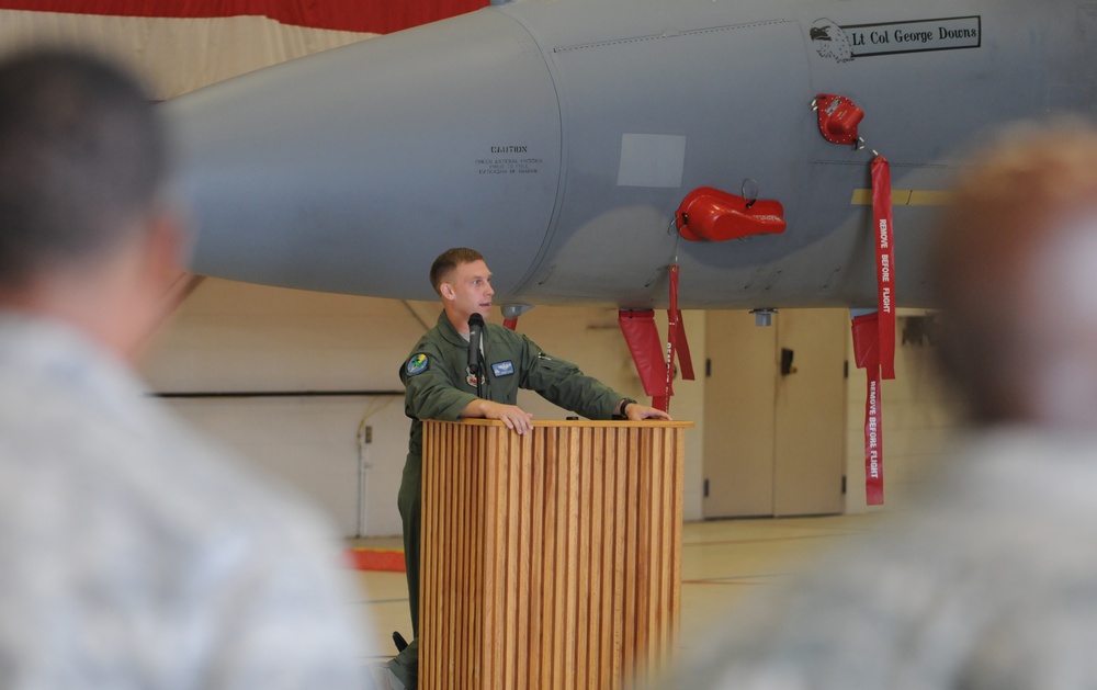 Lt. Col. George Downs assumes command of the 159th Fighter Squadron