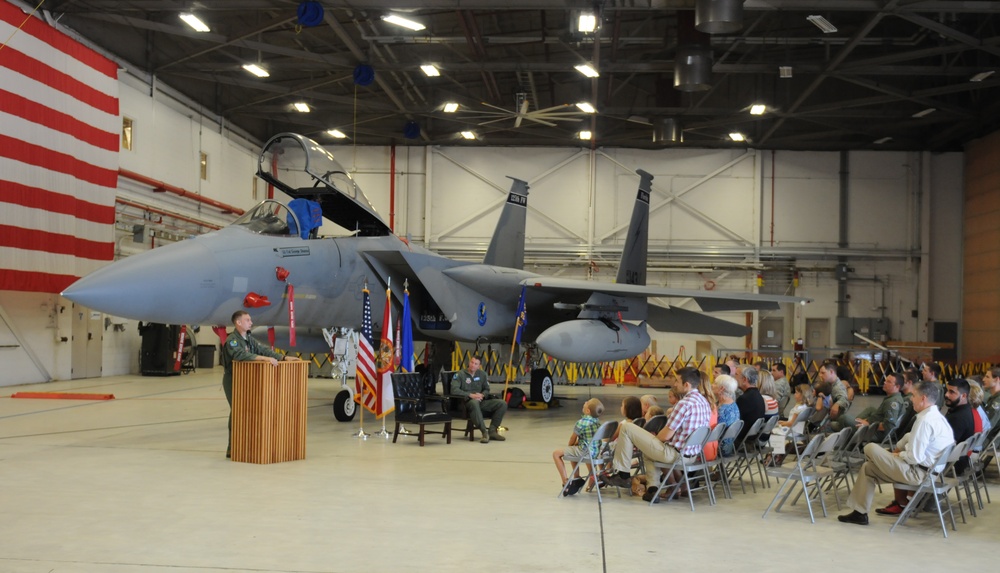 Lt. Col. George Downs assumes command of the 159th Fighter Squadron