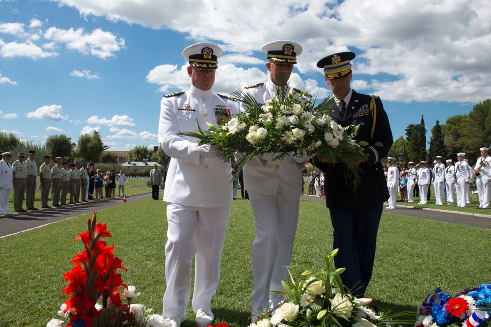 Ceremony of remembrance at Rhone American Cemetery