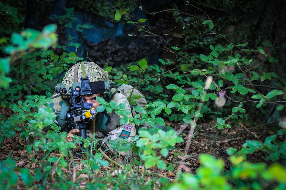 British Soldier provides security