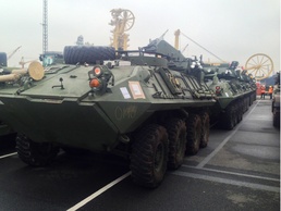 Light Armored Vehicles and other heavy equipment arrives in Europe