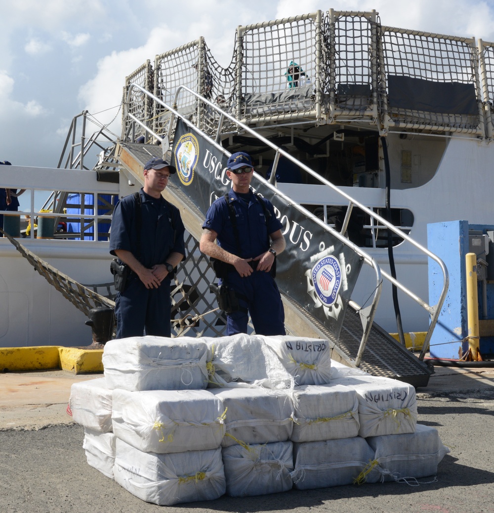 Coast Guard offloads 1,230 pounds of cocaine, transfers custody of 2 drug smugglers in San Juan, Puerto Rico