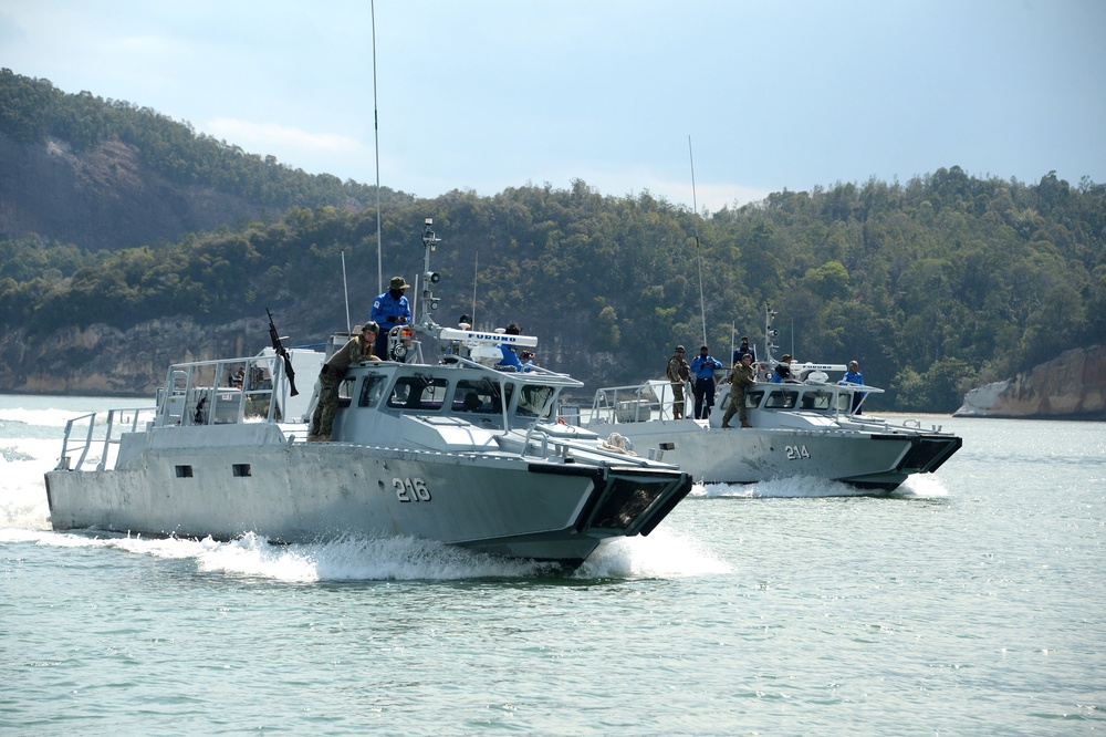 CRS-4 conducts boat formation training with Royal Malaysian Navy