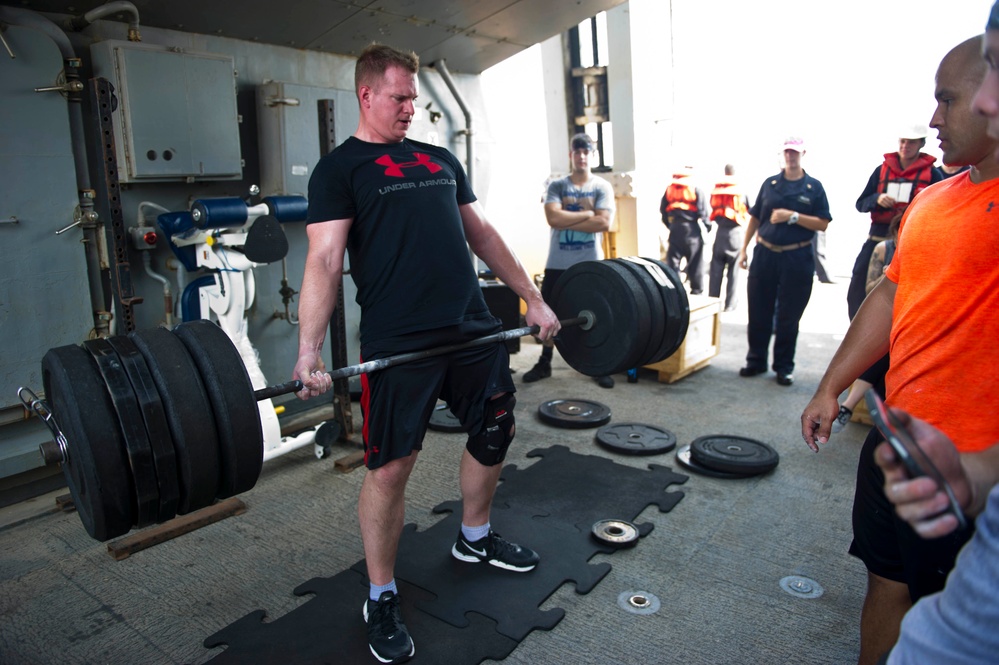 USS Winston S. Churchill weightlifting competition