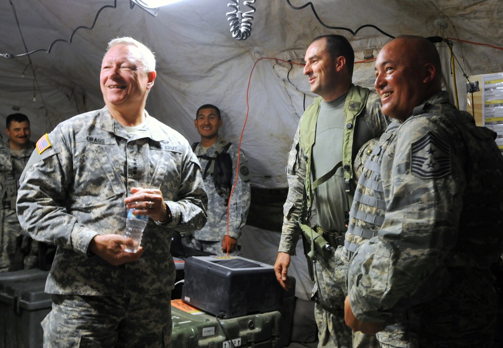 Chief of the National Guard Bureau visits Guard troops at National Training Center