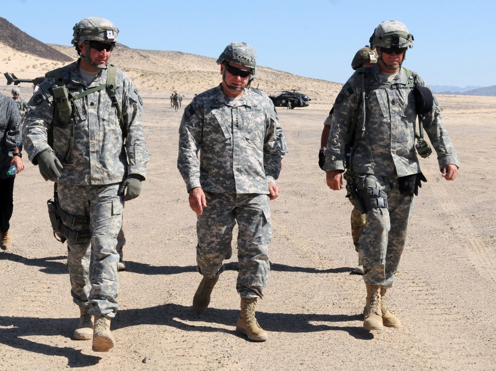 Chief of the National Guard Bureau visits Guard troops at National Training Center