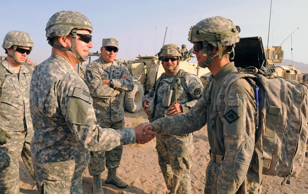 Chief of the National Guard Bureau visits Guard troops at National Training Center