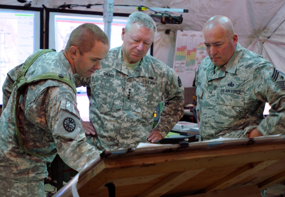 Chief of the National Guard Bureau visits Guard troops at National Training Center