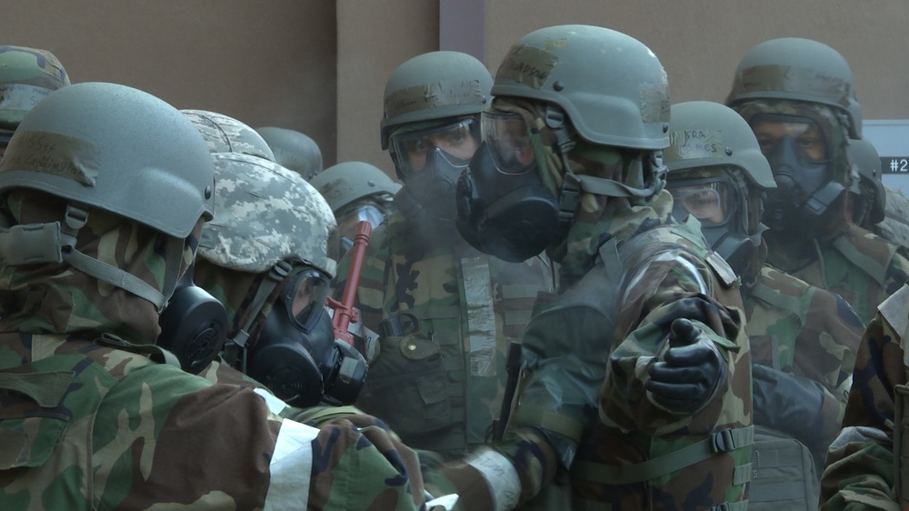 Airmen practice decontamination skills to kick off exercise